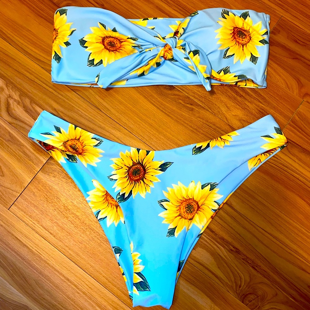 Blue zaful sunflower bikini